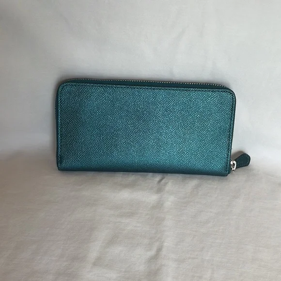 Coach Metallic Teal Ava Tote and Wallet - Picture 8 of 10